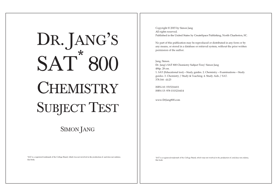 Dr.jang's SAT 800 Chemistry